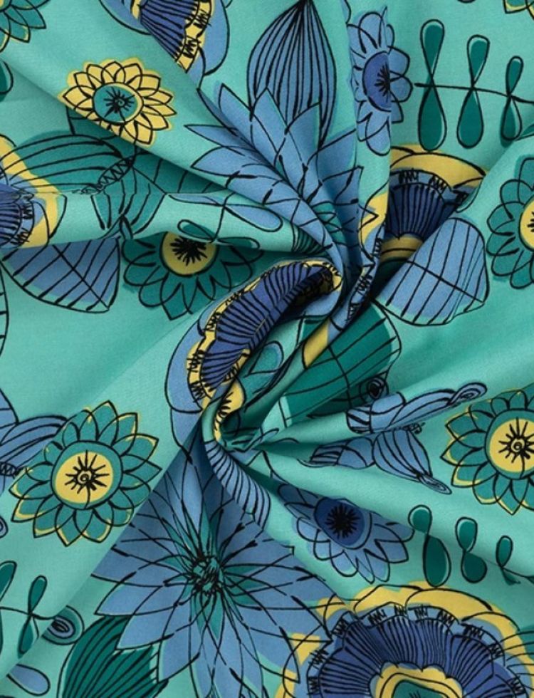 Deadstock Viscose Challis Fabric Aqua