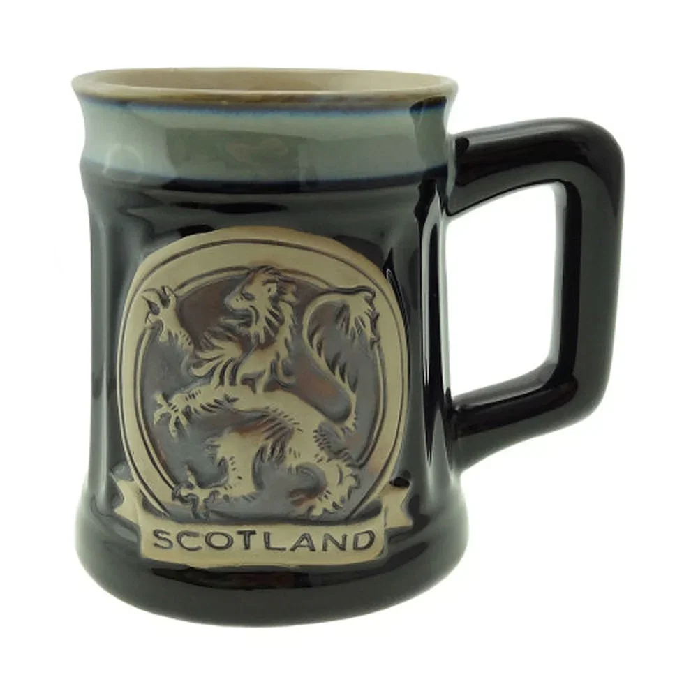 Image of Stoneware Scottish Rampant Lion Beer Mug, Black
