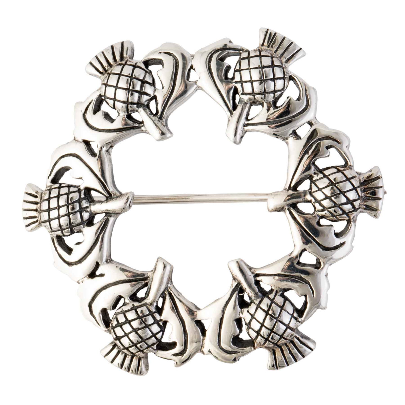 Image of Sterling Silver Scottish Thistle Brooch Pin