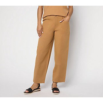 LOGO by Lori Goldstein Petite Barrel Leg Seamed Pants