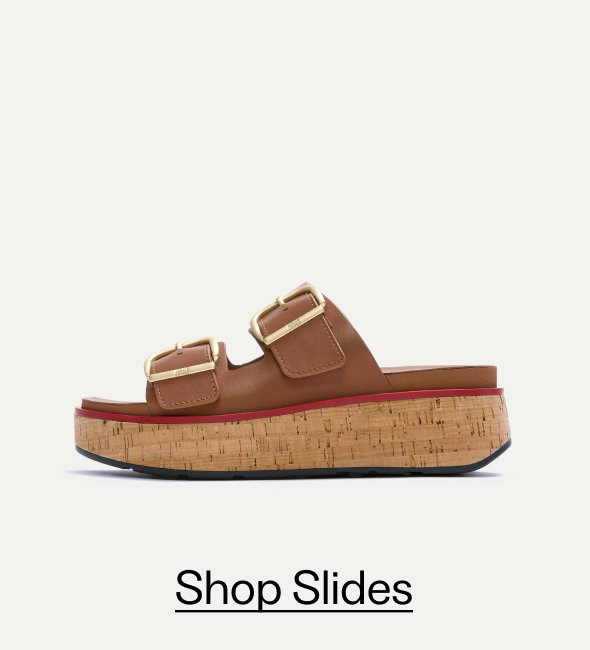 GEN-FF Max Buckle Leather/Cork Two-Bar Slides - Deep Tan