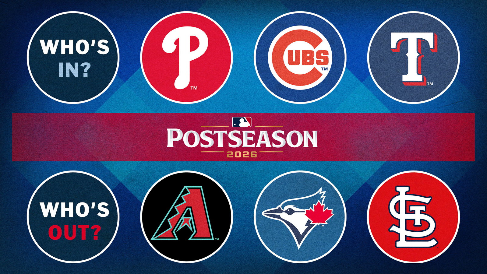 Logos for three teams in and three teams out of the current playoff picture