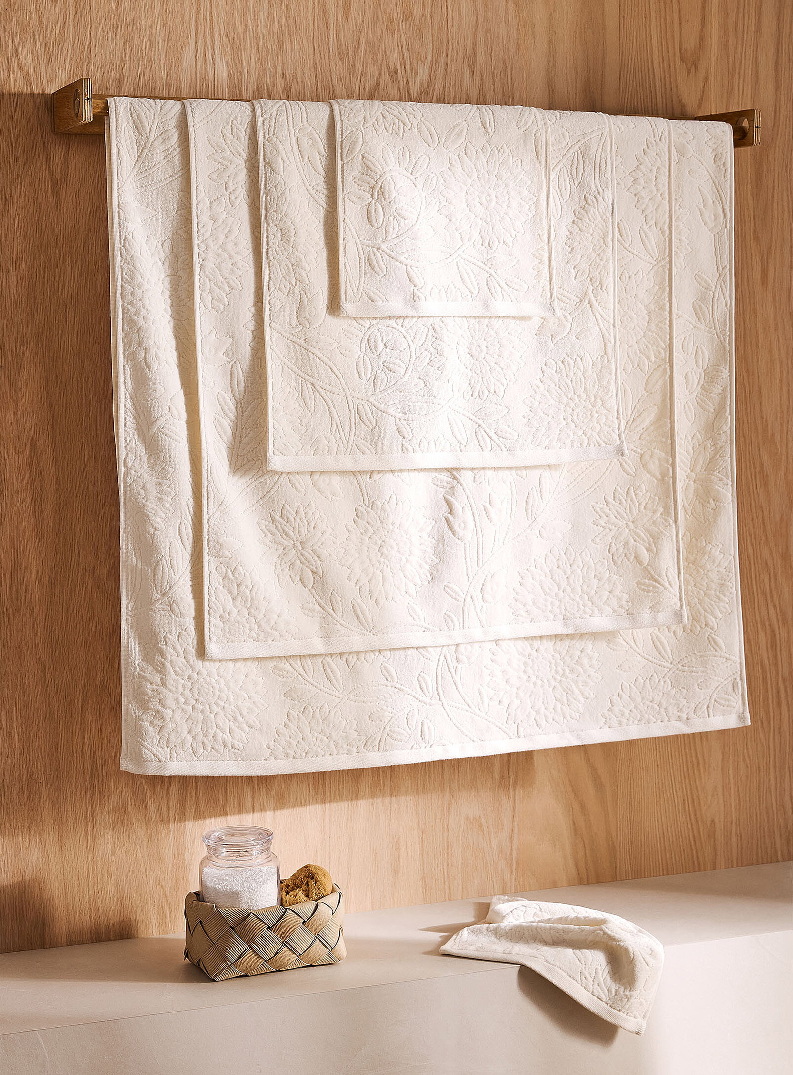 Flowers velvet organic cotton jacquard towels