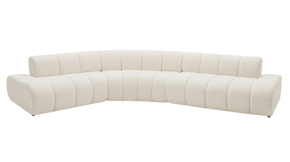 Talven 5 Seater Modular Curved Boucle Sofa in Cream White