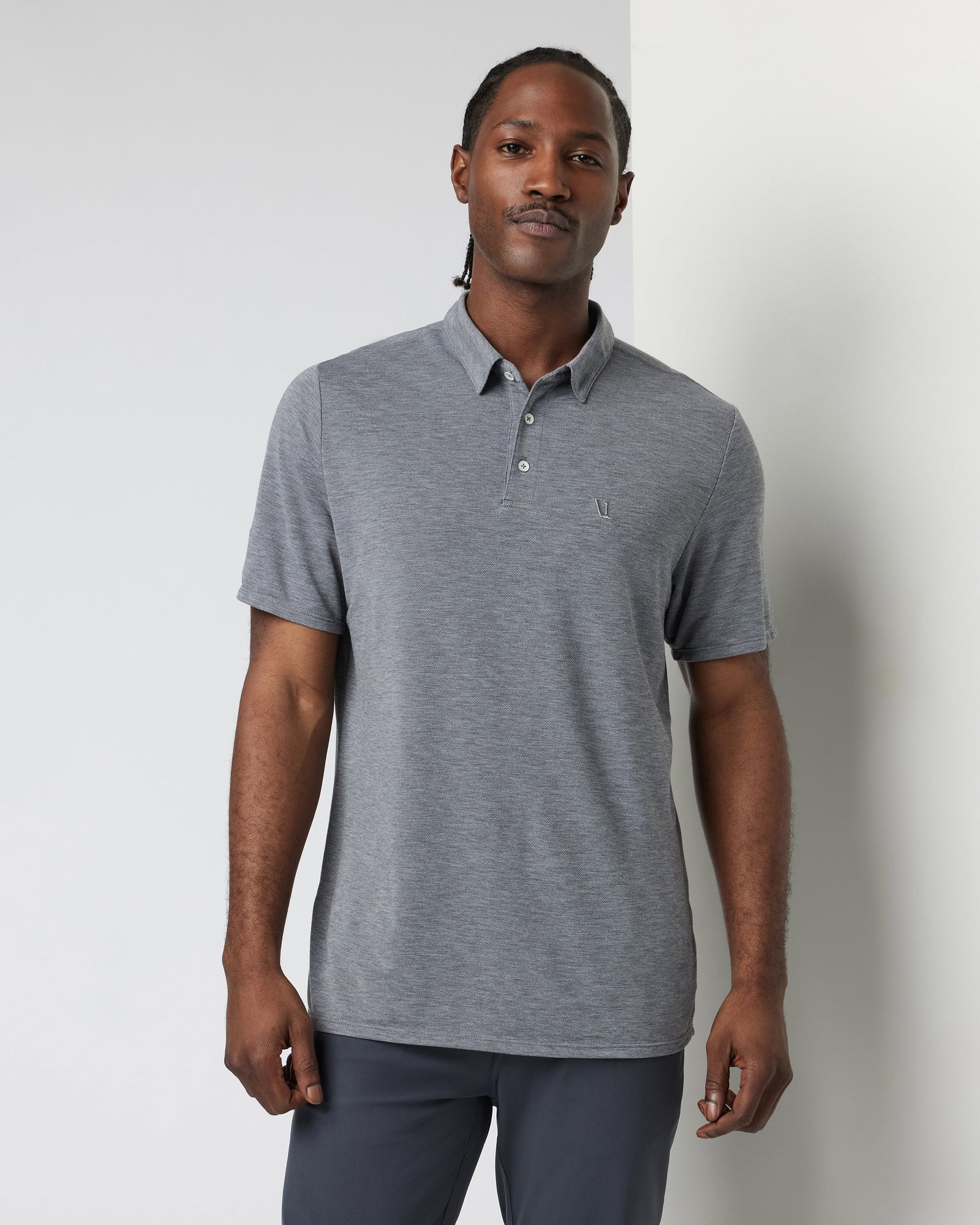 Image of Vuori Knit Twill Polo | Heather Grey