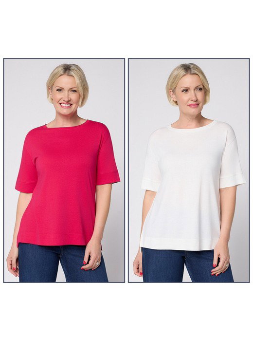 LOGO Principles by Lori Goldstein 2 Pack Elbow Sleeve Tees