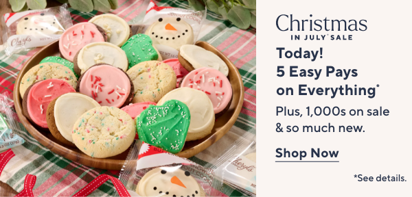 Christmas in July Sale - Today! 5 Easy Pays on Everything
