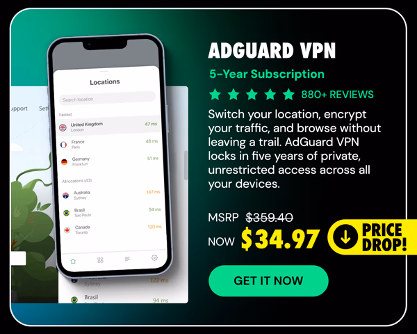 AdGuard VPN: 5-Yr Subscription