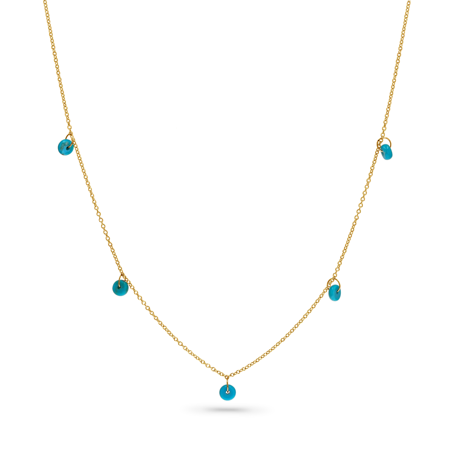 Image of Turquoise Bead Charm Necklace