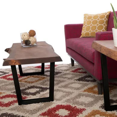Table made with live-edge slab lumber 
