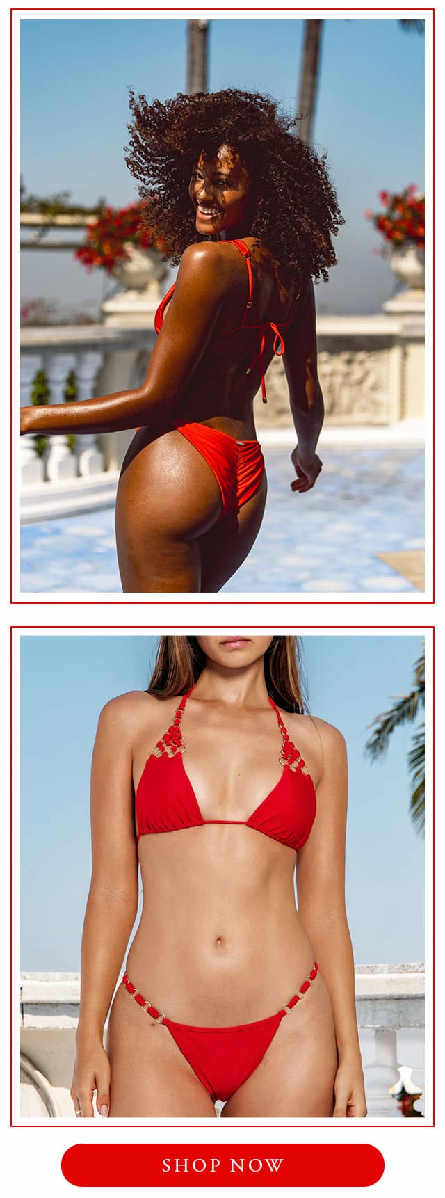 Models wearing red bikinis. Shop now. 