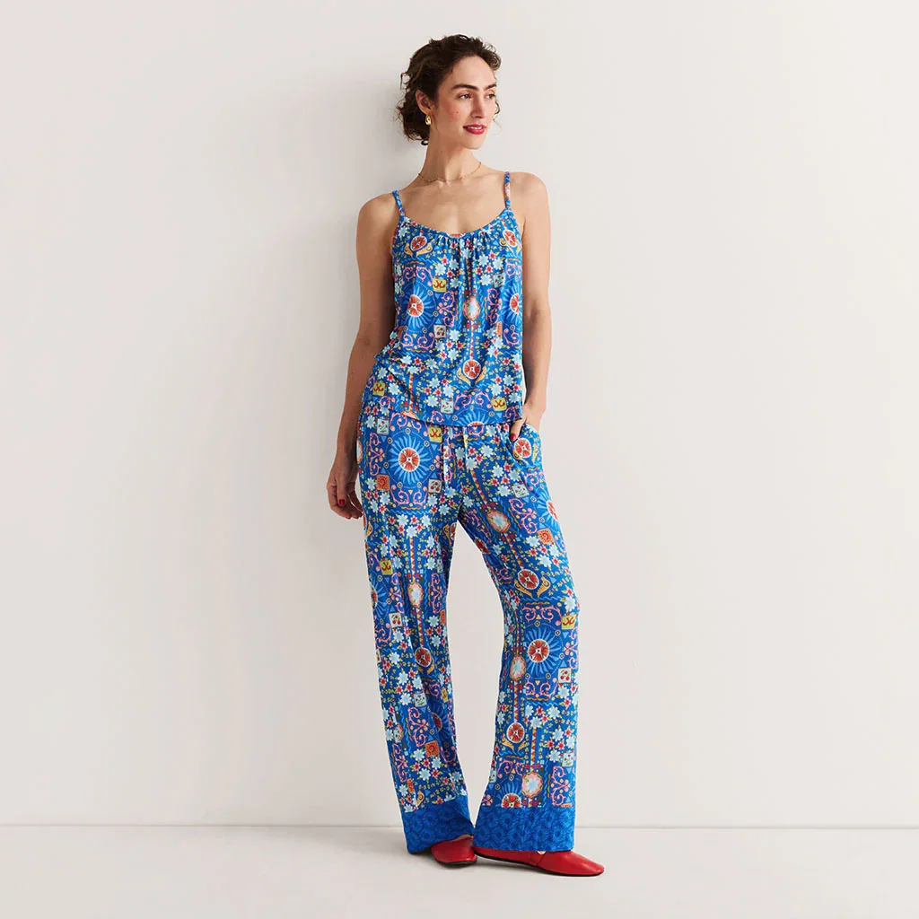 Image of Carretto Women's Swing Tank Border Hem Pant Set
