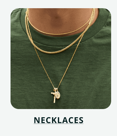 Gold chains with cross pendant & oval medal. Click here to shop necklaces