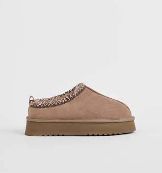 Australian Design Ugg sheepskin and leather tape collar mule