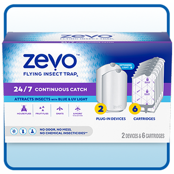 Zevo Flying Insect Trap Starter Kit, 2 Devices + 6 Refills