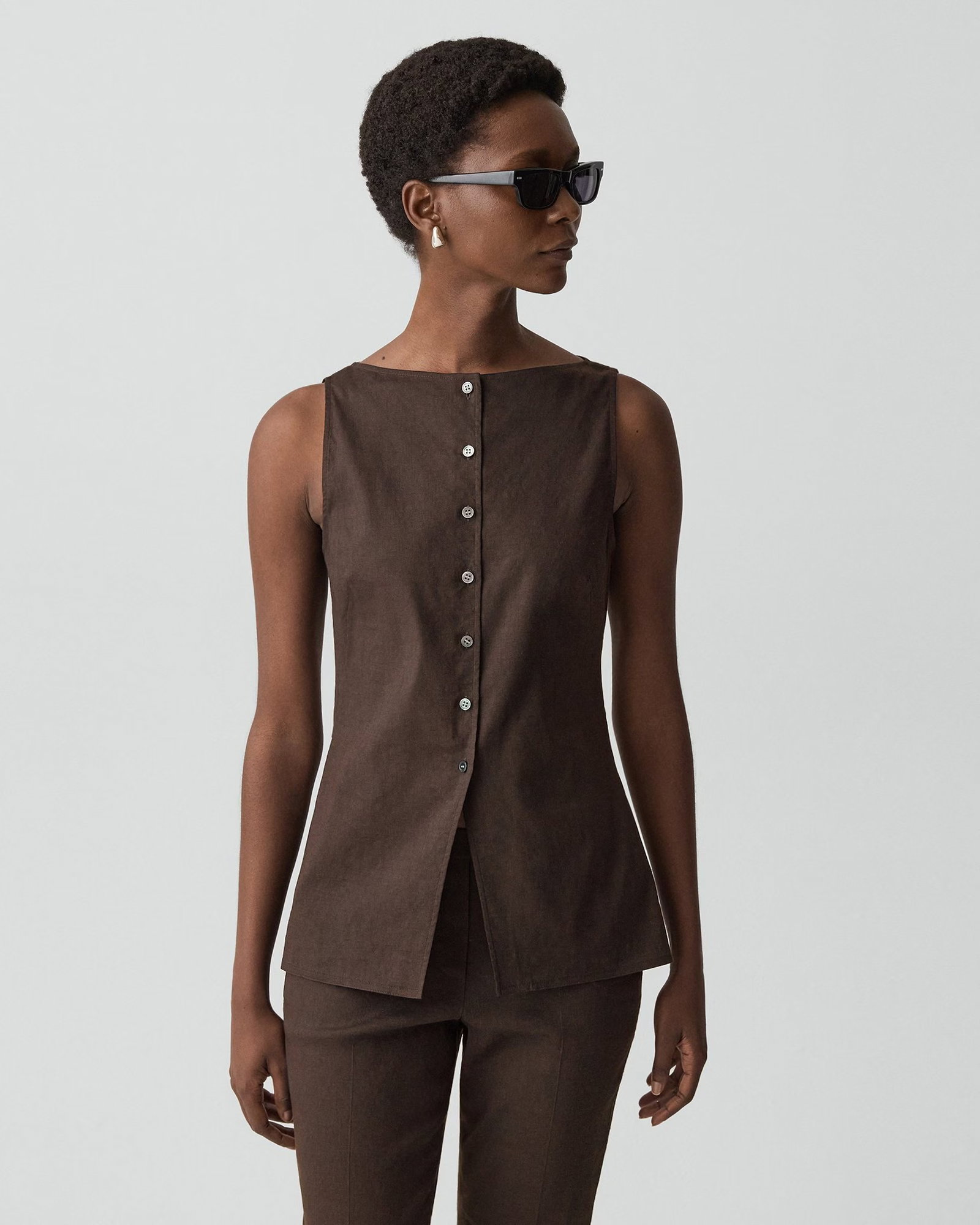 Boatneck Cutaway Top in Good Linen