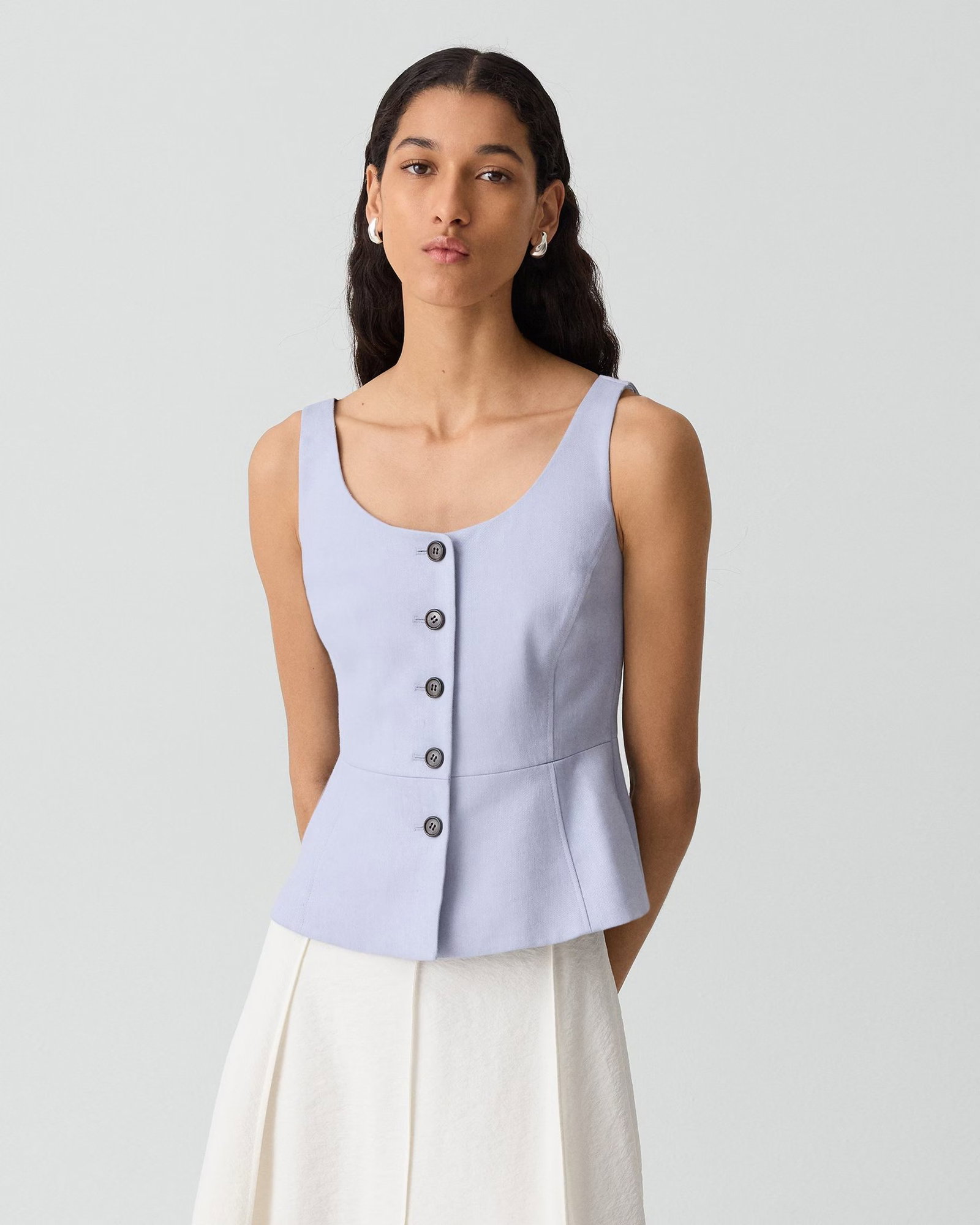 Peplum Vest in Linen-Viscose