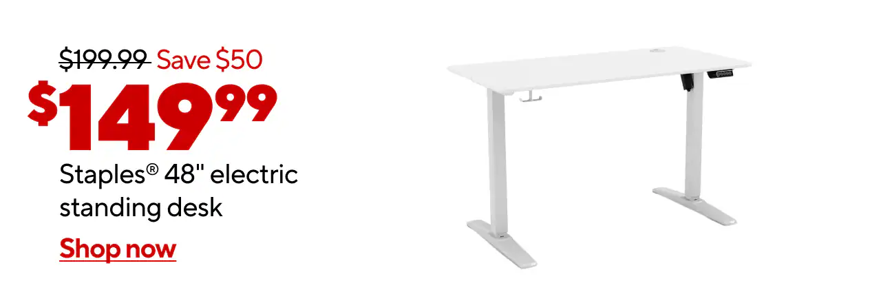 $199.99, Save $50, $149.99 Staples® OB OPP Black Desk