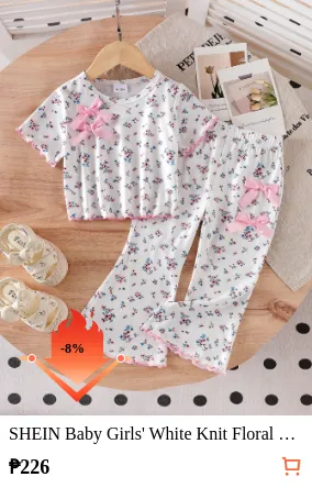 SHEIN Baby Girls White Knit Floral...