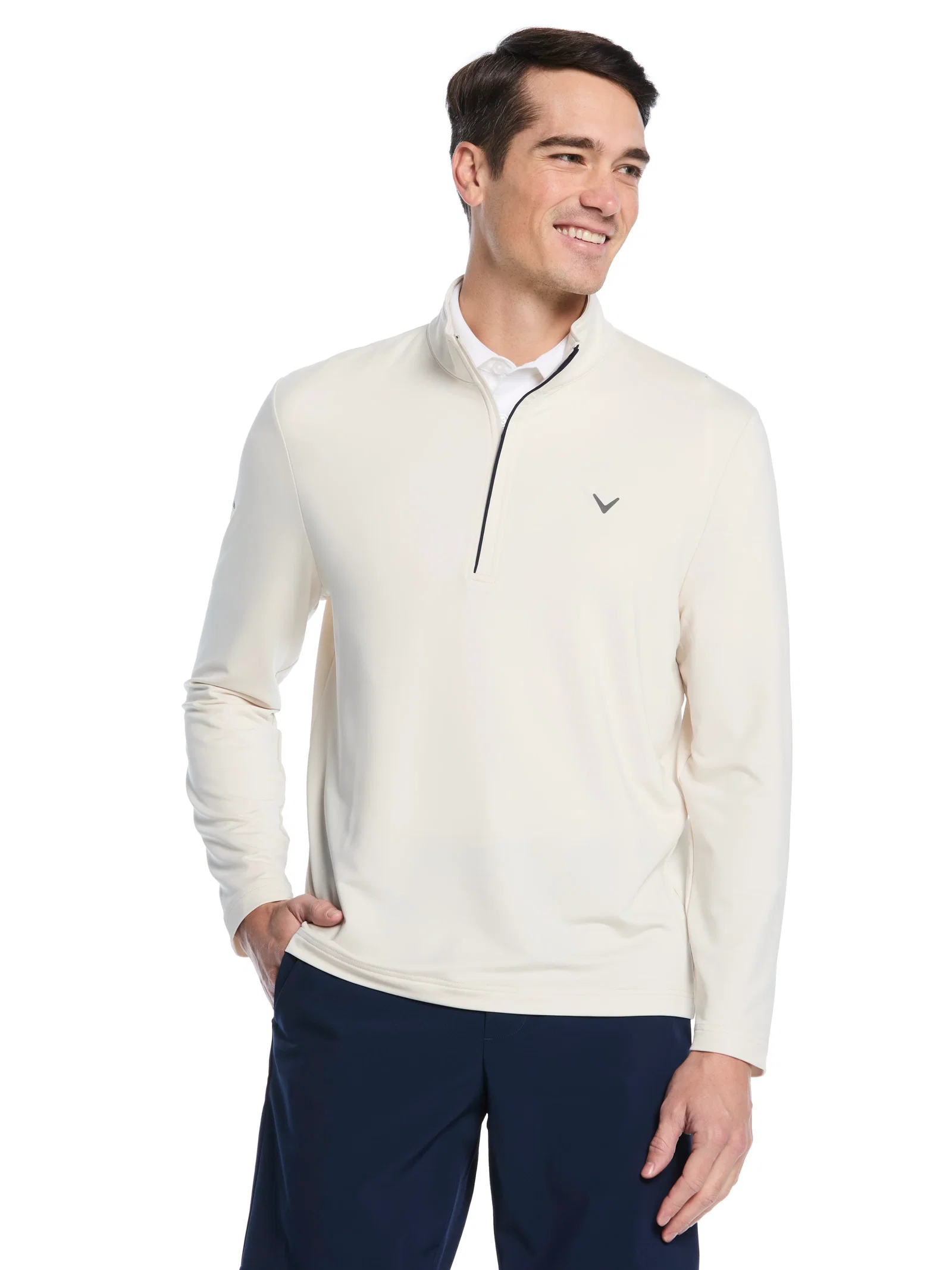 Image of Mens Solid Sun Protection Quarter Zip Golf Pullover