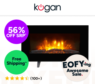 Kogan SmarterHome™ 2000W Electric Fireplace Heater with Log Effect Product Image