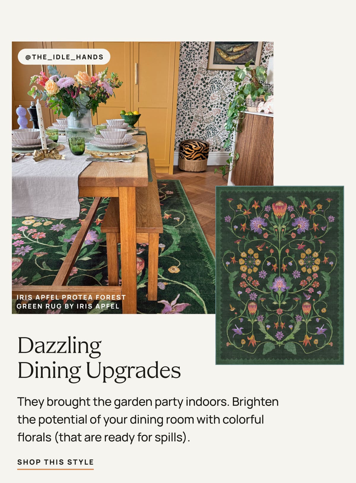 Protea Forest Green Rug by Iris Apfel 