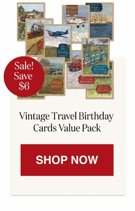 Vintage Travel Birthday Cards Value Pack [Click here to Shop Now]