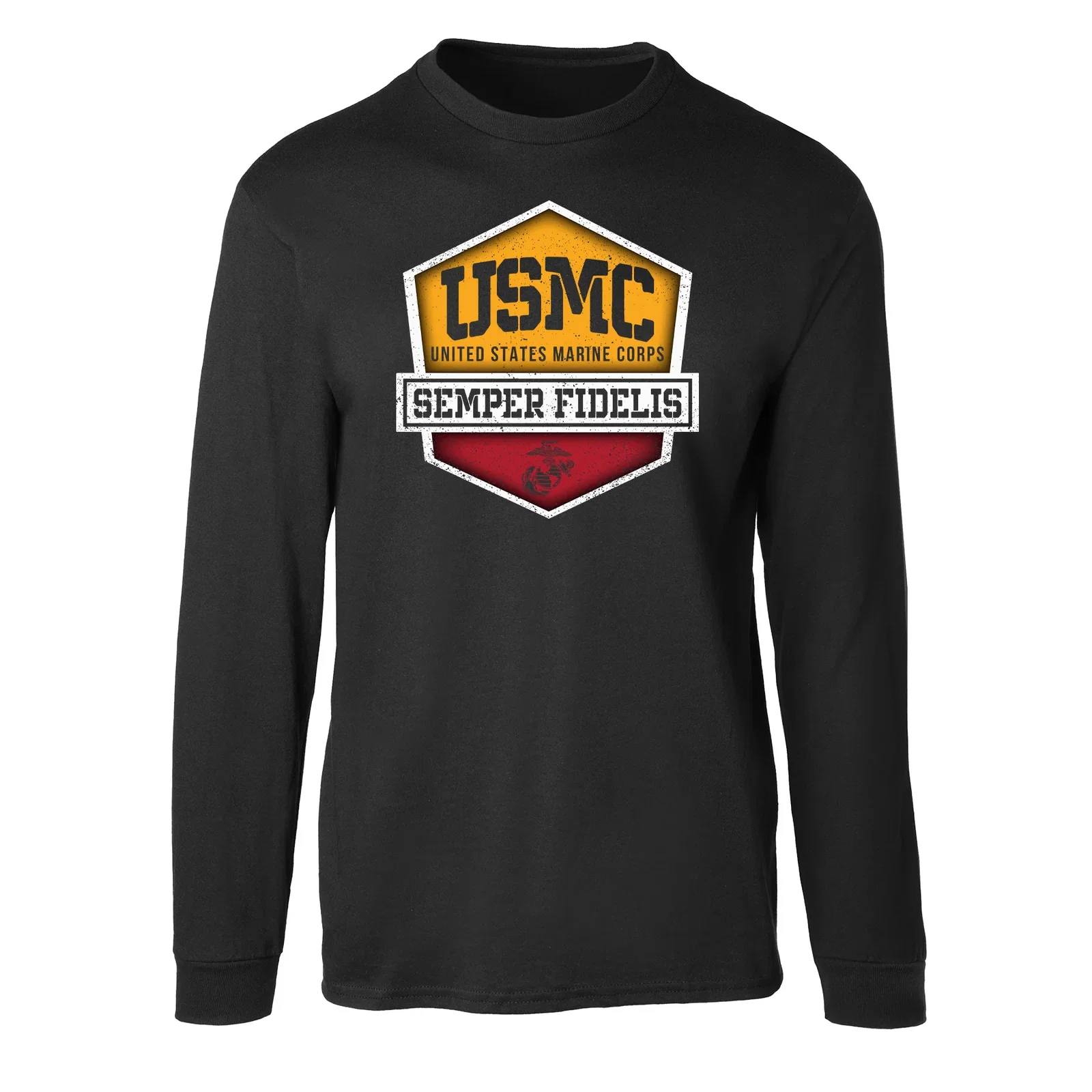 Image of USMC Hexagon Badge Long Sleeve T-Shirt