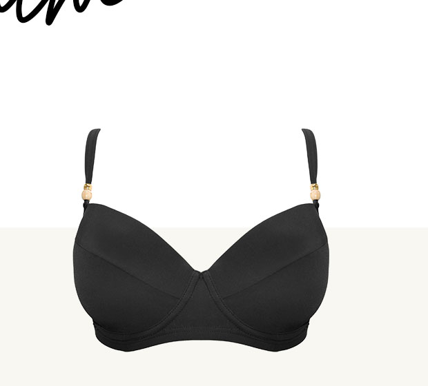 Tulum Luxe Matte Padded Underwired Bikini Top - Black