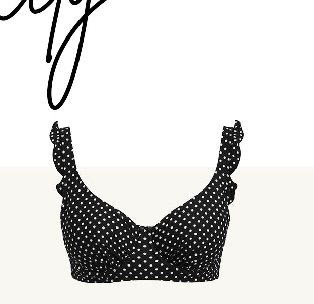 Sicily Longline Underwired Bikini Top - Black/White