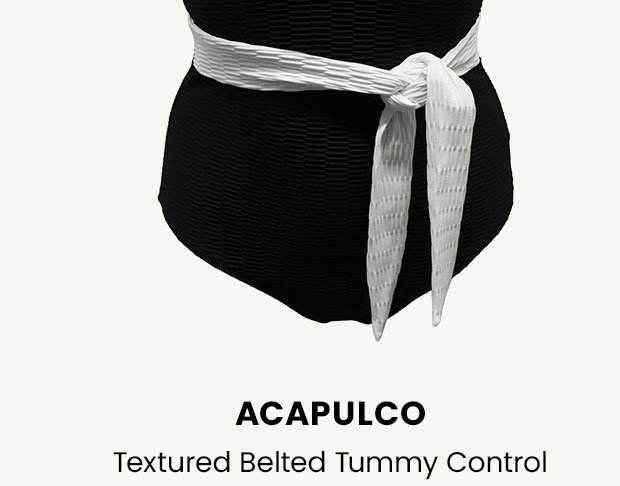Acapulco Textured Belted Tummy Control Swimsuit - Black/White
