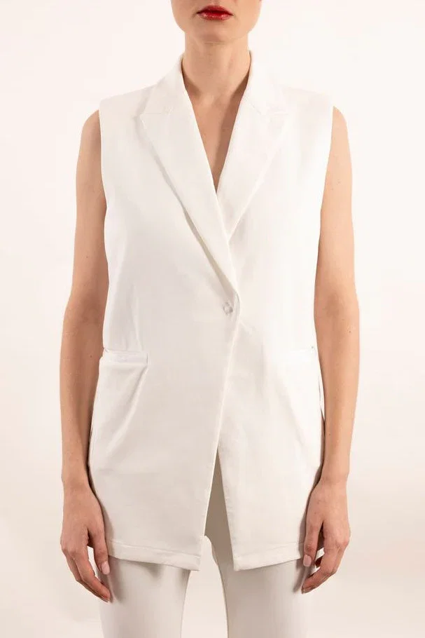 Image of Tech Stretch Blazer Vest with Adjustable Waist - YANA