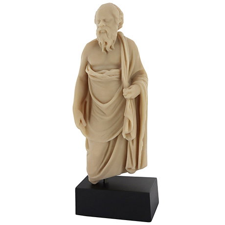 Replica statue of Socrates displayed on a black base. - Shop Now.
