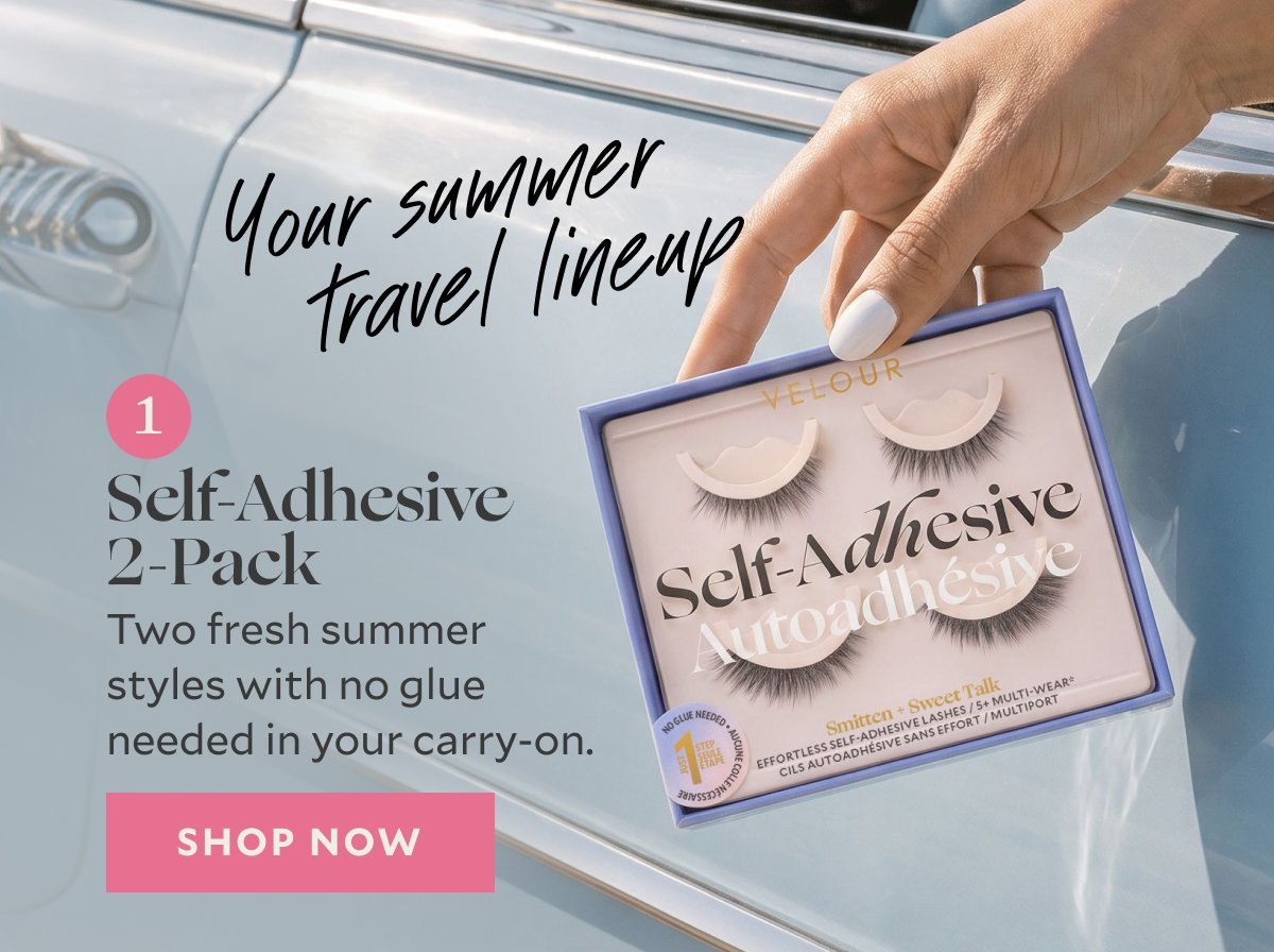 Your summer travel lineup​  Self-Adhesive 2-Pack. ​ Two fresh summer styles with no glue needed in your carry-on.​