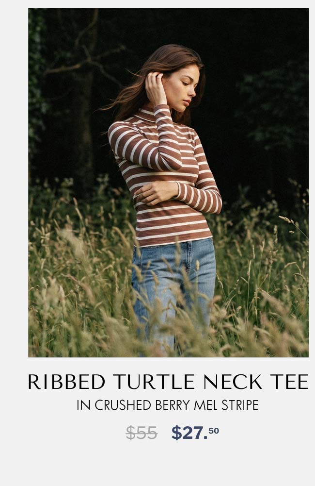 Ribbed Turtle Neck Long Sleeve Tee