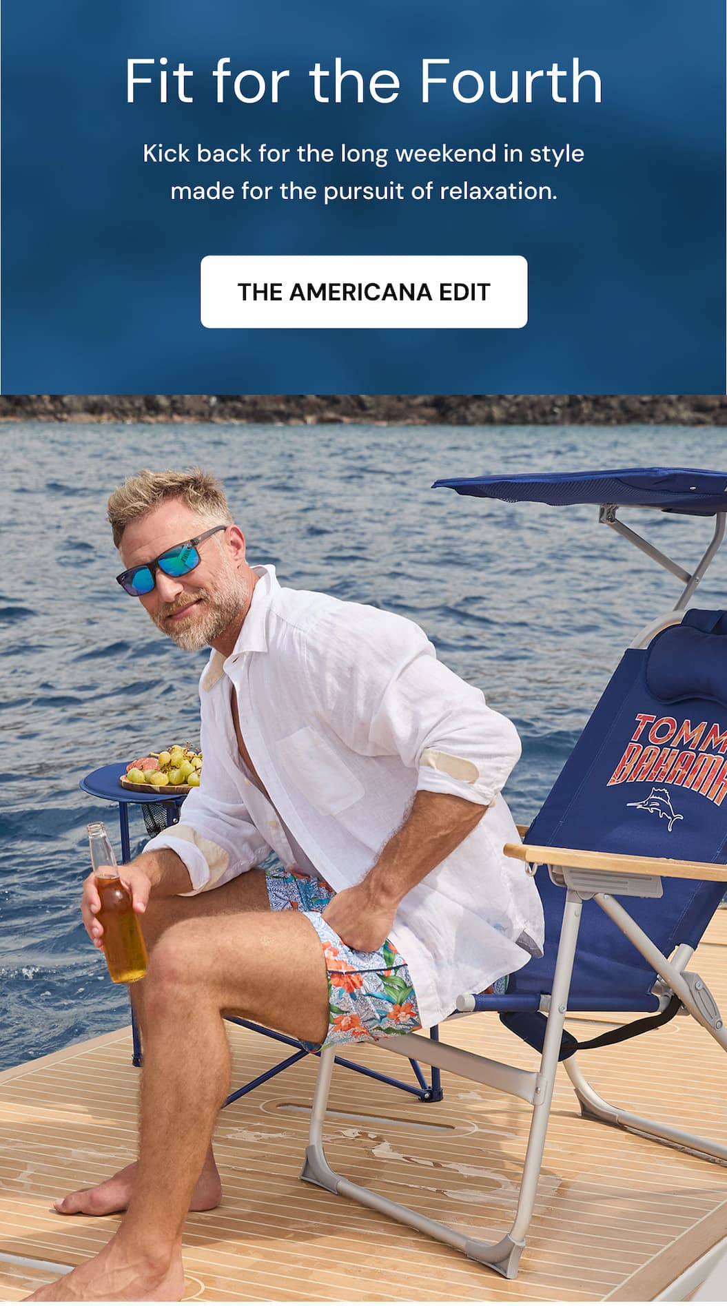Fit for the Fourth. Kick back for the long weekend in style made for the pursuit of relaxation. The Americana edit. 