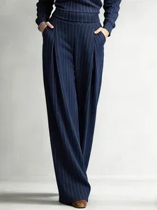 Image of Casual Striped Straight Pants
