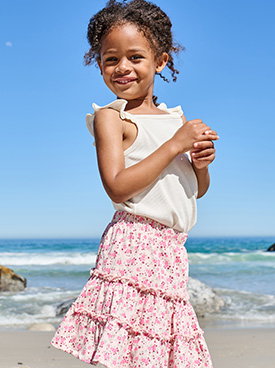 Girl's jersey skort - pale pink