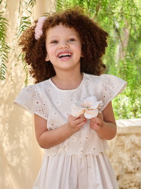 Girl's two-fabric skater dress - white