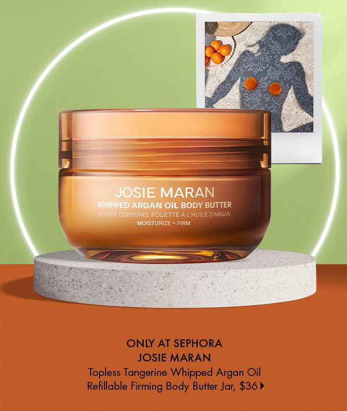  Josie Maran Topless Tangerine Whipped Argan Oil Refillable Firming Body Butter Jar