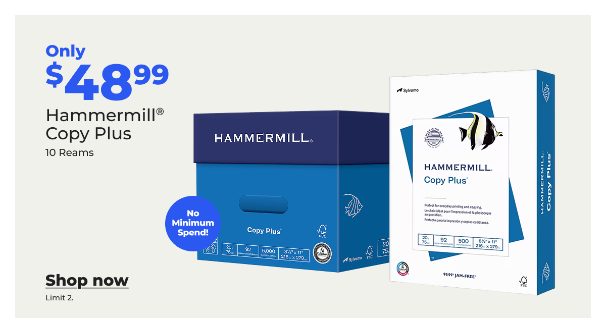 Only $48.99 Hammermill® Copy Plus. No minimum spend! (10 reams. Limit 2.) - Shop now