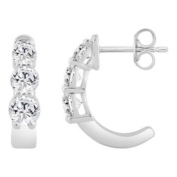 Fire Light 1.00 cttw Lab Grown Diamond Hoop Earrings, Sterling