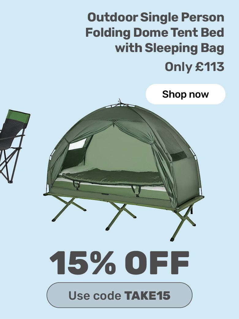 15% off use code TAKE15. Outdoor Single Person Folding Dome Tent Bed Cot with Sleeping Bag. Only £113 - shop now