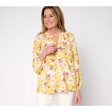 Martha Stewart Signature Woven Printed Peasant Blouse