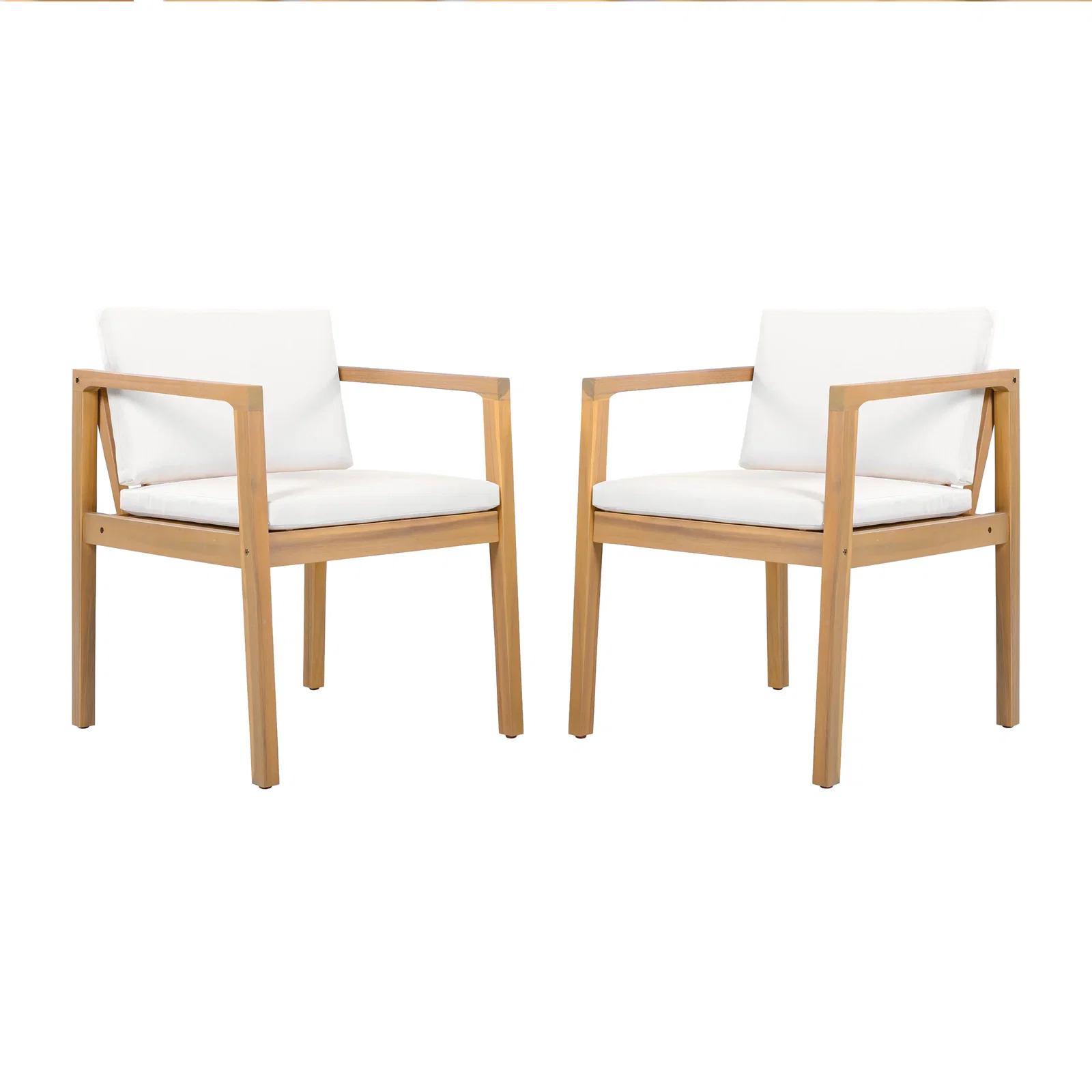 Image of Acacia Wood Frame Outdoor Dining Chairs, Set of 2