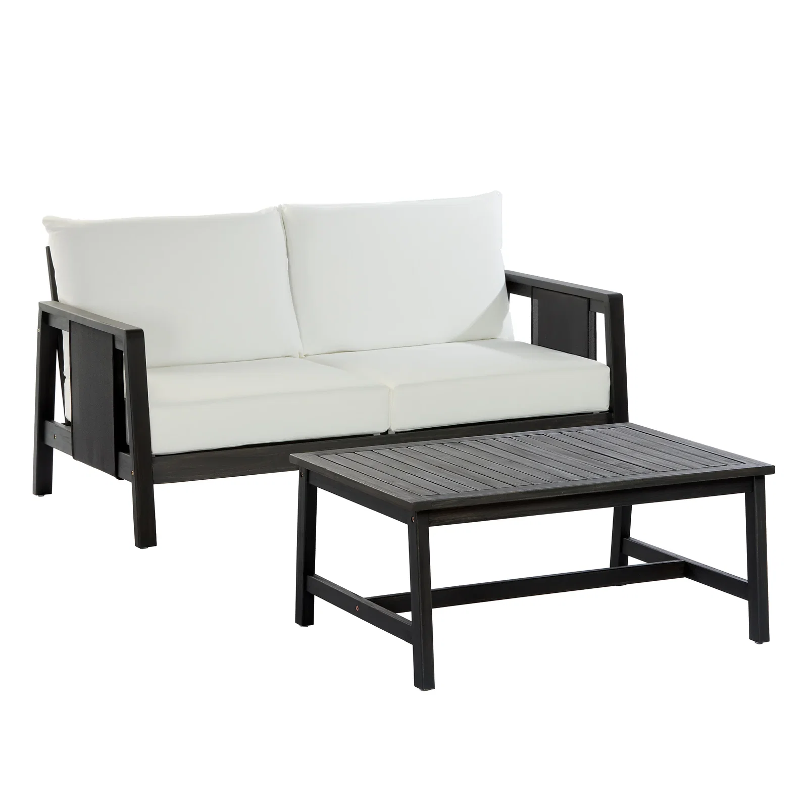 Image of Khali 2 Piece Acacia Wood Outdoor Sofa Set with Cushions