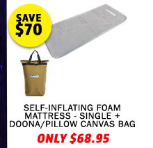 Self-Inflating Foam Mattress - Single + Doona/Pillow Canvas Bag