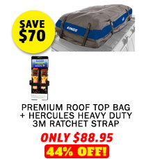 Premium Roof Top Bag + Hercules Heavy Duty 3m Ratchet Strap (2 pack)