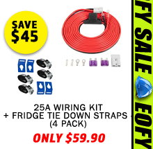 25A Wiring Kit + Fridge Tie Down Straps - (4 Pack)