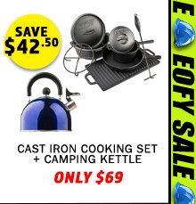 Cast Iron Cooking Set + Camping Kettle